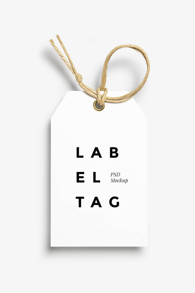A white label with the word " label tag ".