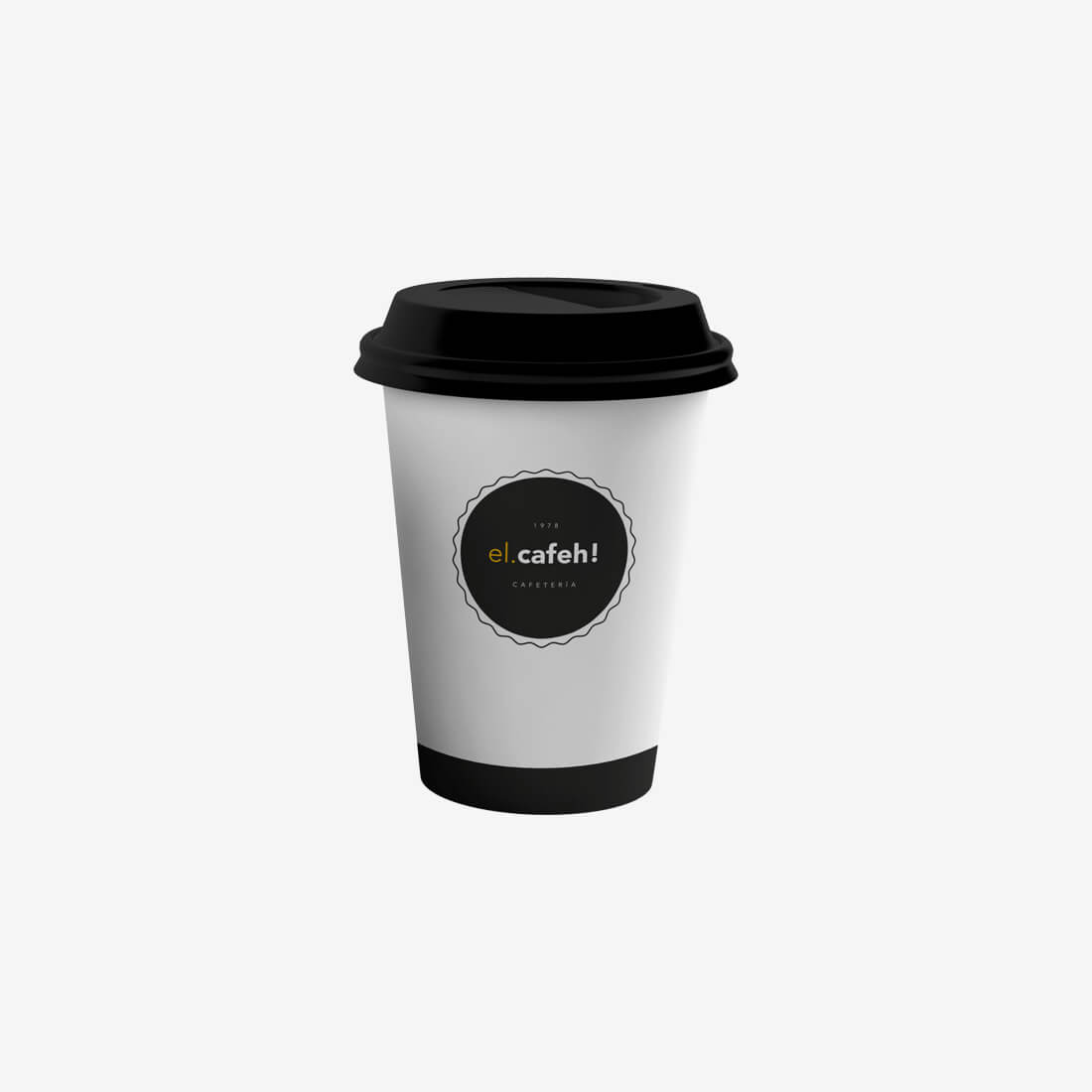 A coffee cup with the logo of cafe.