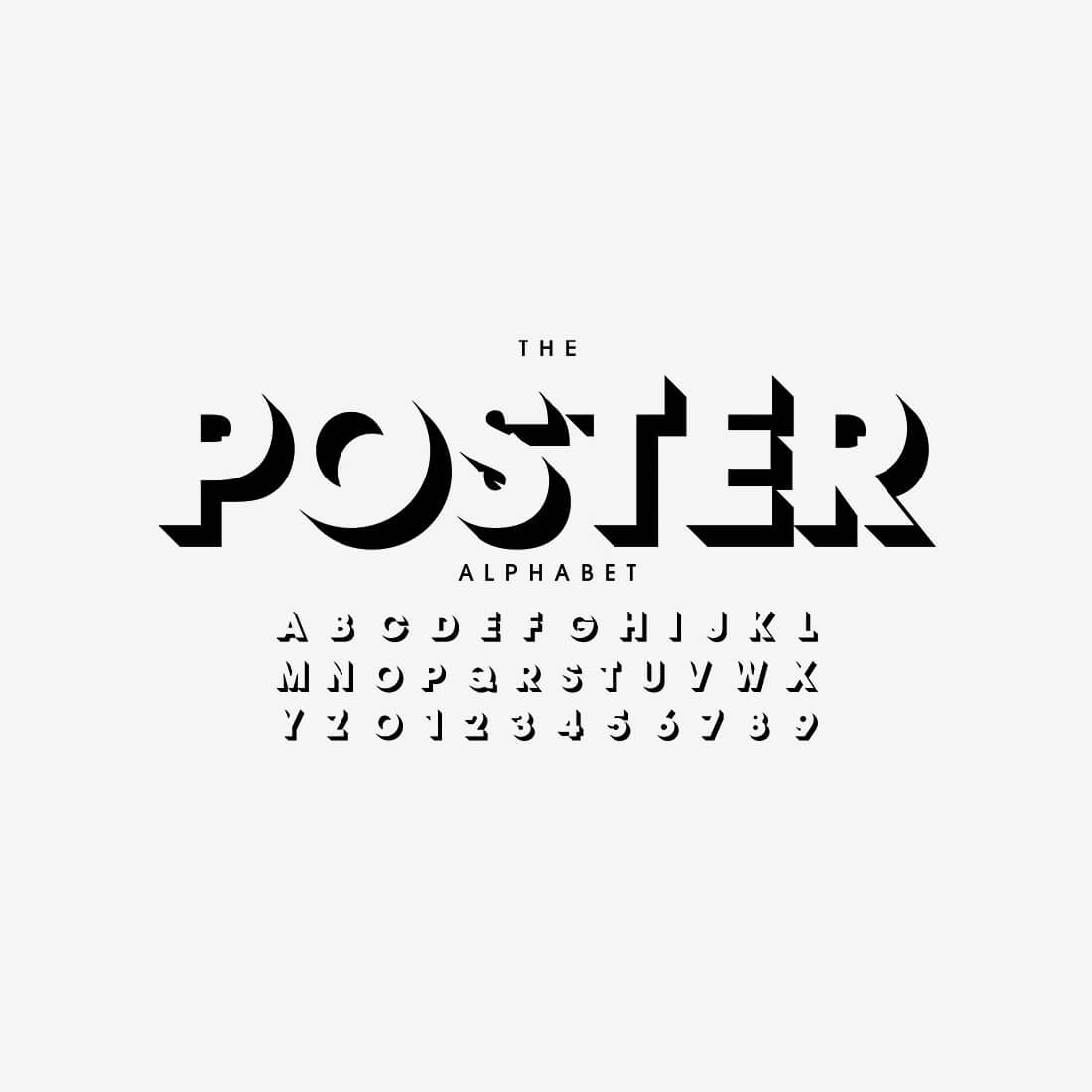 A black and white font with the letters in the shape of a poster.