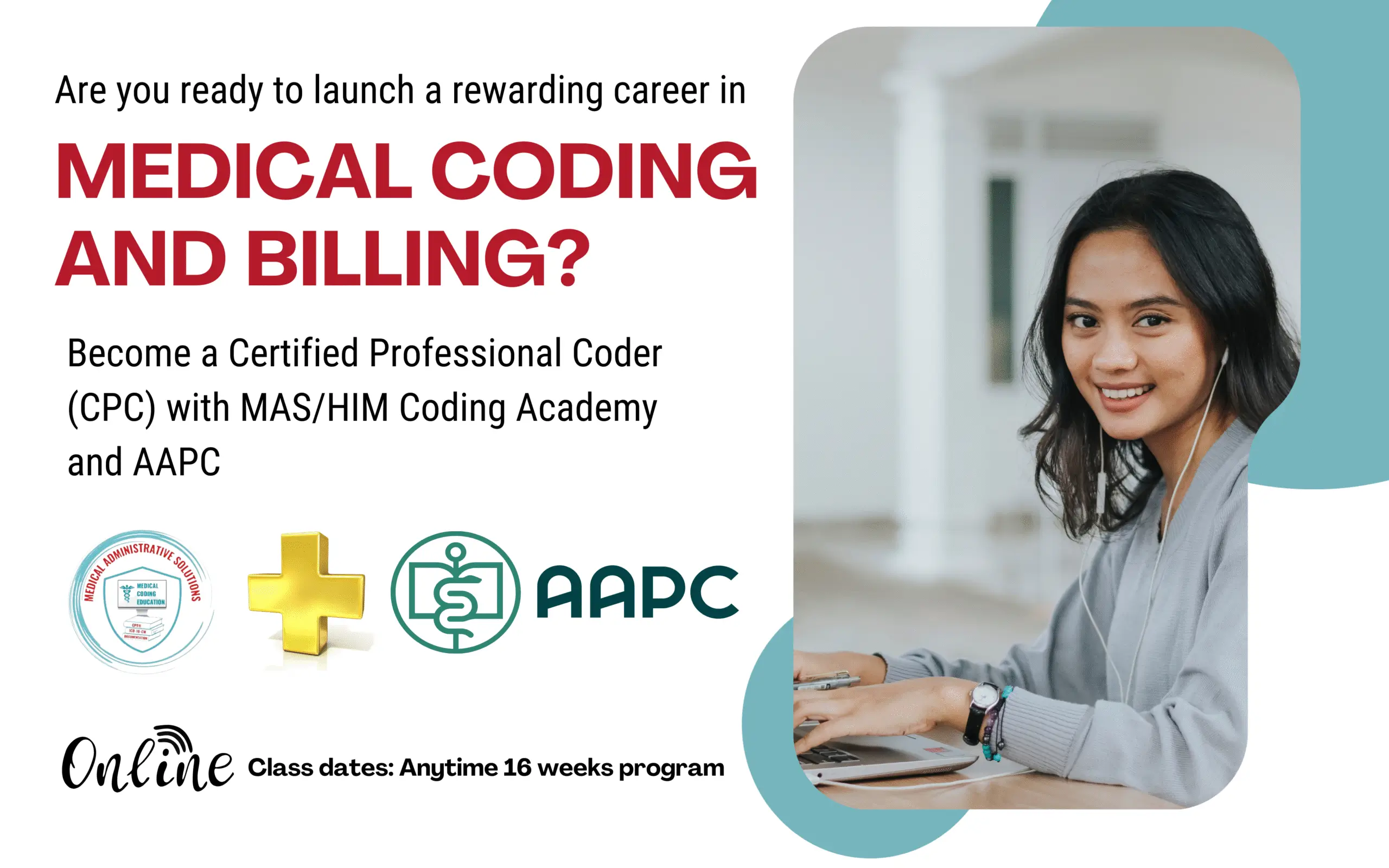 Medical coding and billing course advertisement.